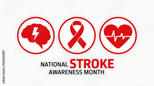 National Stroke Awareness Month symbols and icons for health campaigns