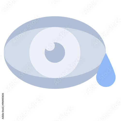Eye flat icon icon depicts a sad crying eye with a single tear falling down its cheek.