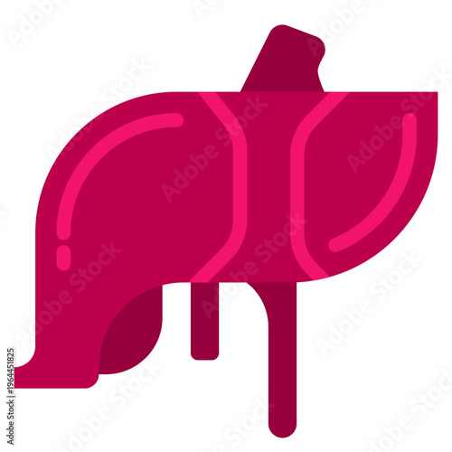 Human liver flat icon, anatomical gallbladder and hepatic system illustration for medical and health education
