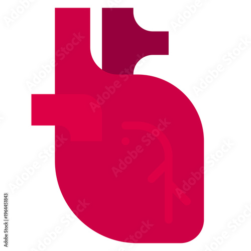 Human heart flat icon, anatomical cardiovascular system organ illustration for medical and health education