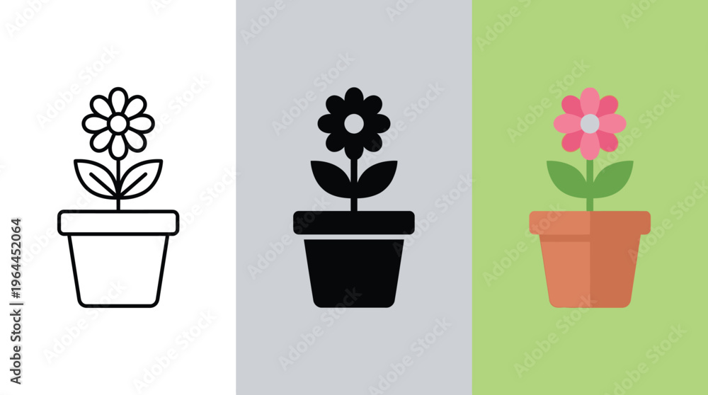 Fototapeta premium Colorful Flower Pots with Different Colored Backgrounds