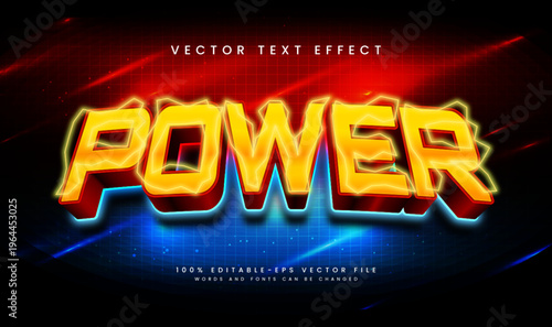 Elegant power editable vector text effect.  Electric thunder theme, suitable for technology event.