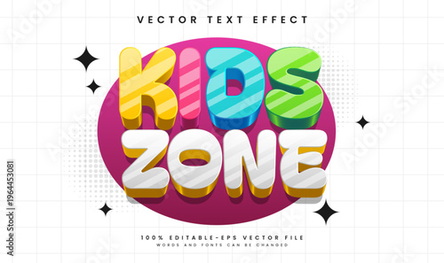 Happy kids zone editable vector text effect with colorful theme. Suitable for cartoon kid event.
