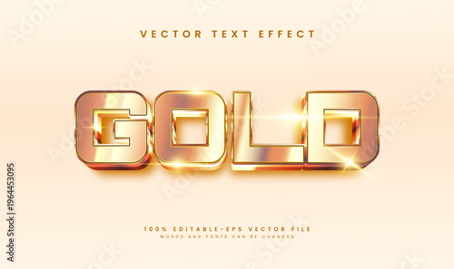Gold 3d editable vector text effect, with golden luxury concept.