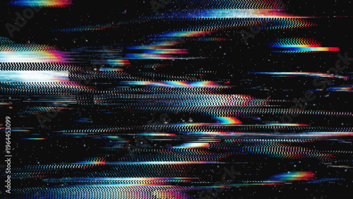 RGB Glitch Distortion Background with Digital Noise and Scanlines