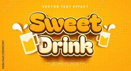 Sweet drink cartoon editable text style effect. Text effect, with fresh color theme.