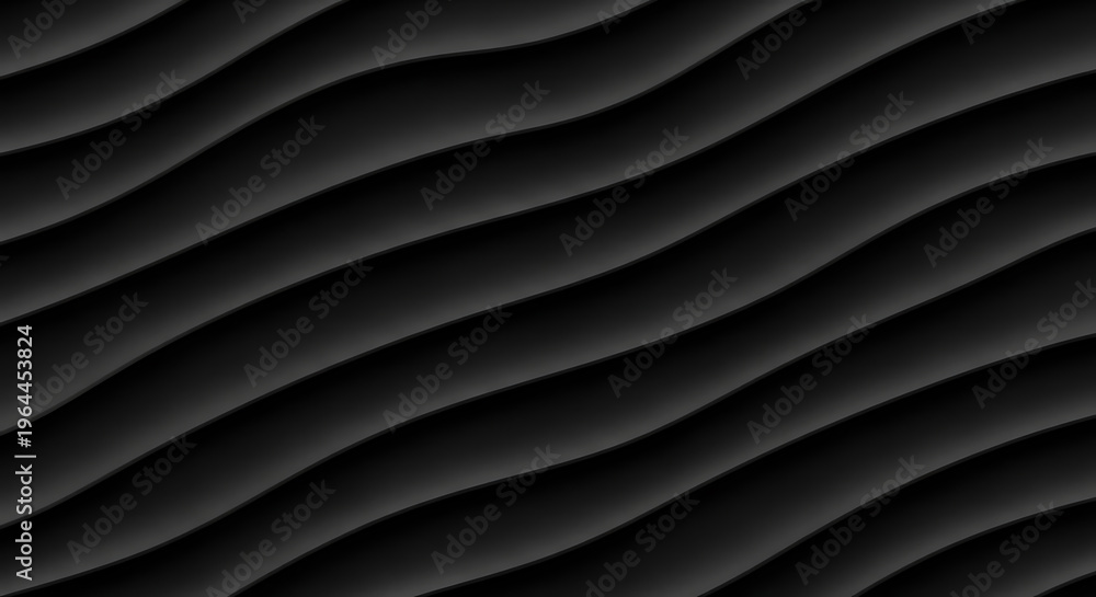 Obraz premium Modern dark wall paneling with flowing wavy pattern design