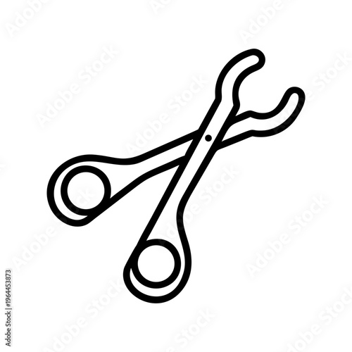 Surgical Forceps Line Icon. Medical Tweezer Tool, Surgical Instrument and Healthcare Operation Outline Vector
