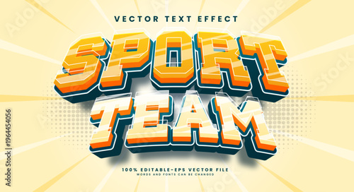 Sport team 3d editable vector text style effect