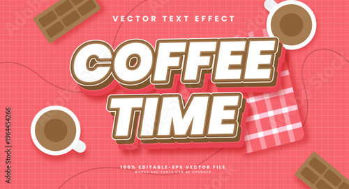 Coffee time editable text style effect. Vector text effect.
