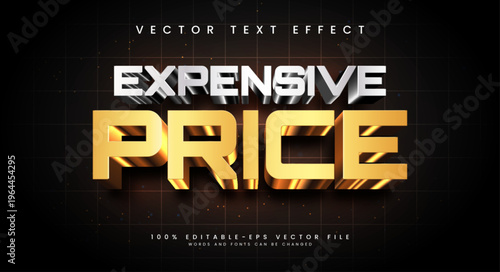 Expensive price golden editable text style effect. Vector text effect with a luxurious gold theme, suitable for exclusive products.