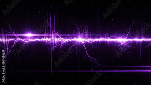紫色の抽象的なエネルギー波とデジタルパルスの背景素材