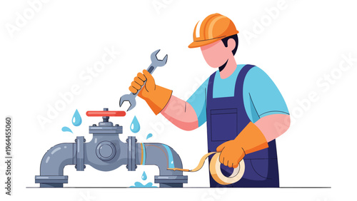 Plumber at Work: A skilled plumber addresses a leaky pipe issue, employing precision and expertise to ensure a seamless repair.