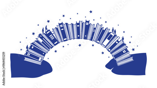 Arc of Knowledge: A symbolic representation of education, knowledge, and wisdom, showcasing an arch formed by books, suggesting a gateway to learning and enlightenment. 