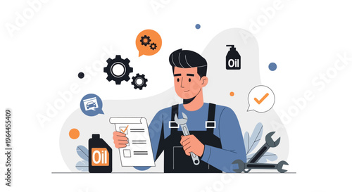 Mechanic performing car maintenance and repair service.