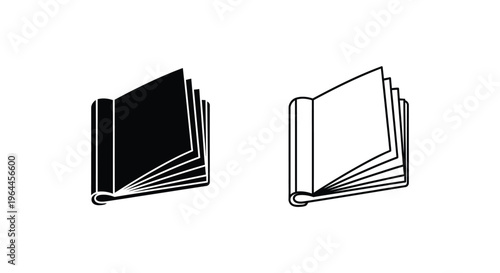 Black and white open books side by side Vector
