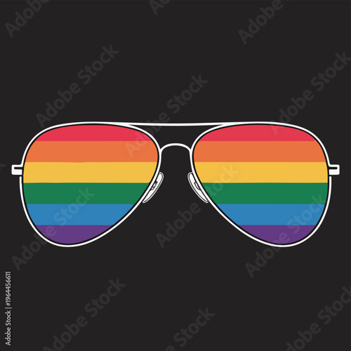 rainbow pride sunglasses vector illustration on dark background