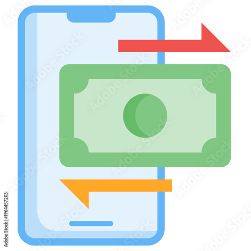 Online Transfer icon in flat style, suitable for digital banking, finance, transaction concept illustrations
