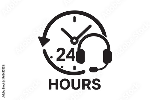 Customer 24 hours help desk icon isolated on white background.