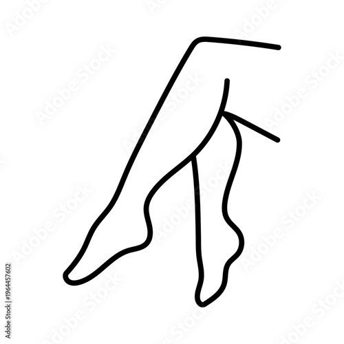 Minimal outline vector illustration of a female leg with shaving concept. Simple line icon representing hair removal, beauty and skincare