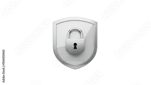 A realistic security shield with padlock isolated on transparent background for digital protection concepts and web design
