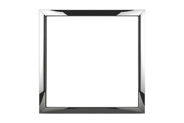 Silver metallic modern frame for livestreaming or gaming, screen border template, transparent background, overlay design
