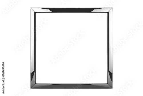 Silver metallic modern frame for livestreaming or gaming, screen border template, transparent background, overlay design
