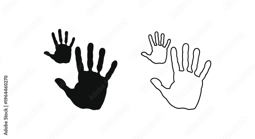 Obraz premium Handprint and footprint silhouette Vector
