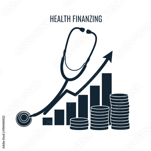 Health Financing Concept with Stethoscope Bar Chart and Coins Representing Rising Medical Costs and Hospital Investment Growth