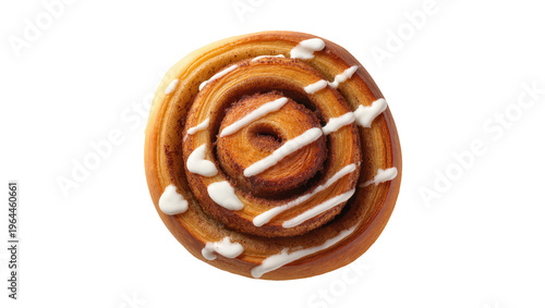 Fotografía Isolated tasty cinnamon roll with creamy white frosting, delicious fresh baked p