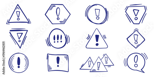 Alert Danger Hand Drawn Icons
