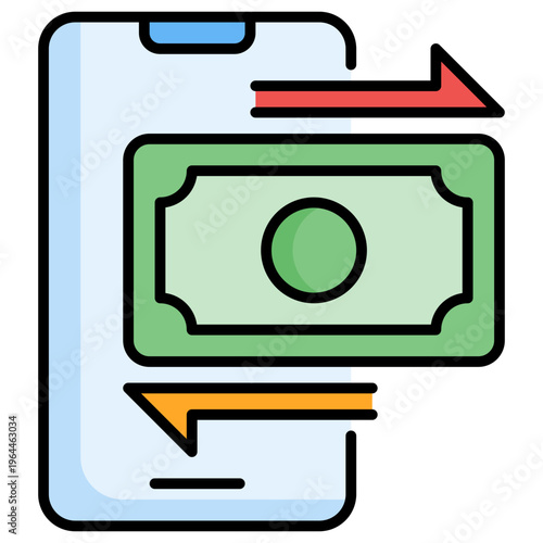 Online Transfer icon in filled line style, suitable for digital banking, finance, transaction concept illustrations