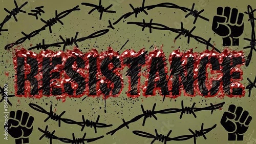 A powerful video showcasing a bold graphic design with raised fists and airplanes