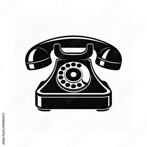 A black and white illustration of a vintage rotary telephone