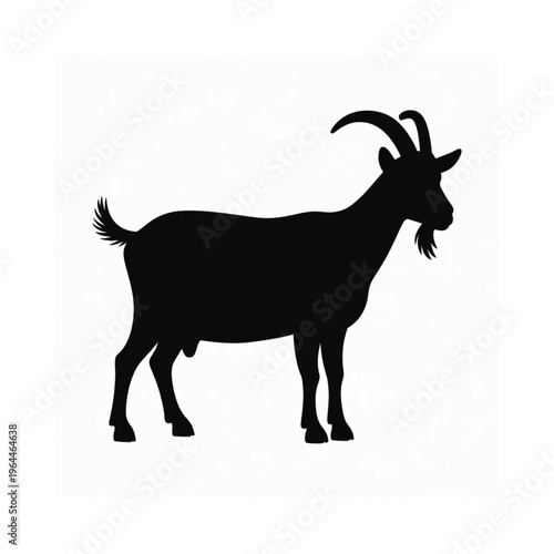 Silhouette of a goat against a plain white background side profile