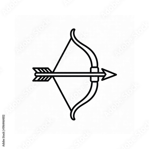Fotografía Simple line drawing of a bow and arrow isolated on white