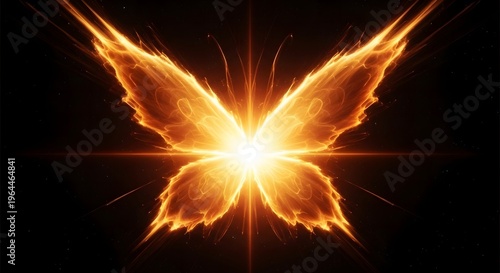 Blazing phoenix wings of fire in dark space