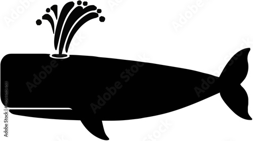 Sperm Whale with Spout Silhouette – Flat Vector Plotter Cut File