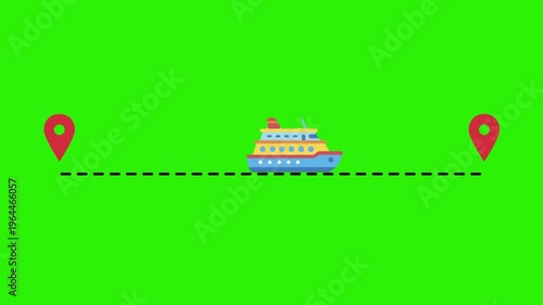 Sea Ship Path Location Green Screen