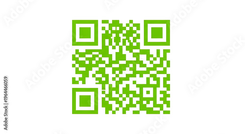 A green QR code on a white background for scanning and linking to digital content