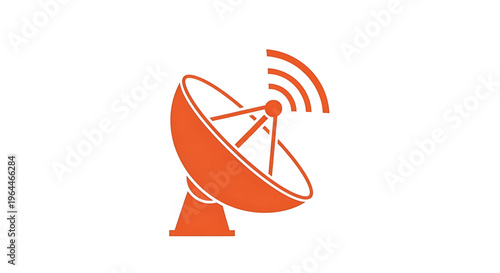 A modern satellite dish icon with signal waves for telecommunications and technology concepts
