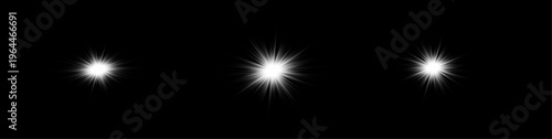  Distant glowing white star with magic light flash and sparkling rays for celestial night sky background isolated with professional lens flare effect and bright starlight illumination.