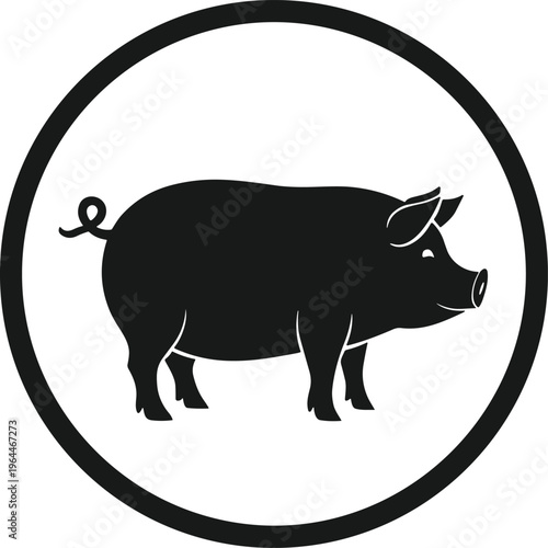 Pig, silhouette, farm, animal, logo, icon, black, vector, illustration, livestock, agriculture, design, symbol, minimal, simple, graphic, rural, pork, emblem, outline