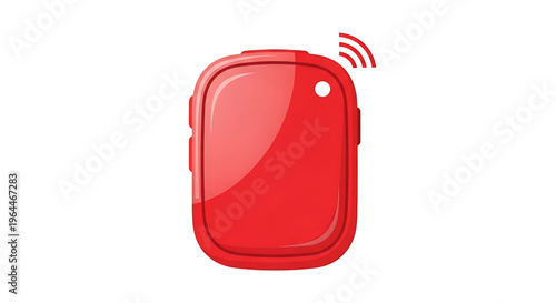 A red personal alarm device with a wireless signal icon, designed for personal safety and security.