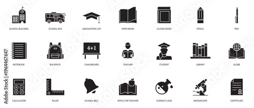 Education Filled Icon Collection Editable Stroke Vector Set Featuring Knowledge College Task List Training Idea Teacher Graduation Institute Ruler Telescope Elements for Web Mobile Apps.