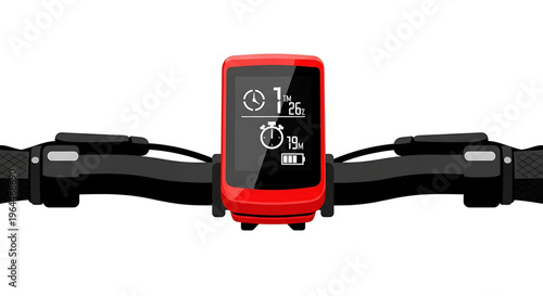 A sleek red and black smartwatch with a modern design and digital display on a white background