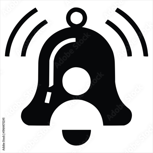 Public awareness bell icon with single person silhouette ringing alert notification