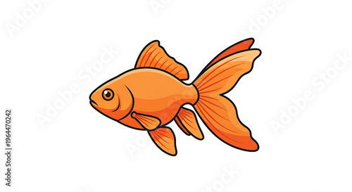 A vibrant orange goldfish swimming in a minimalist vector illustration