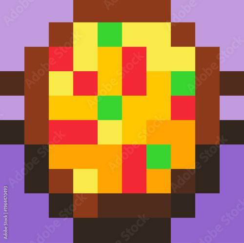 Pepperoni Pizza Food Pixel Art NFT Asset for Digital Avatar and Collectible Series. Optimized for blockchain game integration, digital environment props, and virtual collectible collections