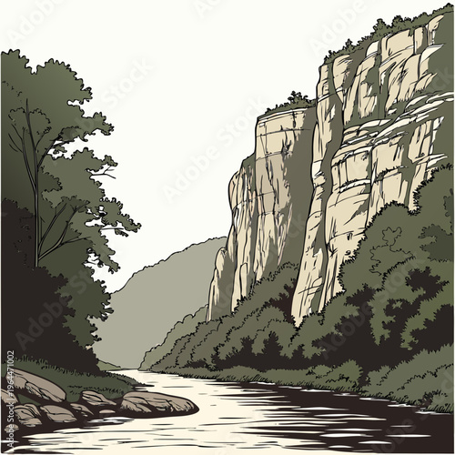 Fotografija Green canyon landscape with river rocky
